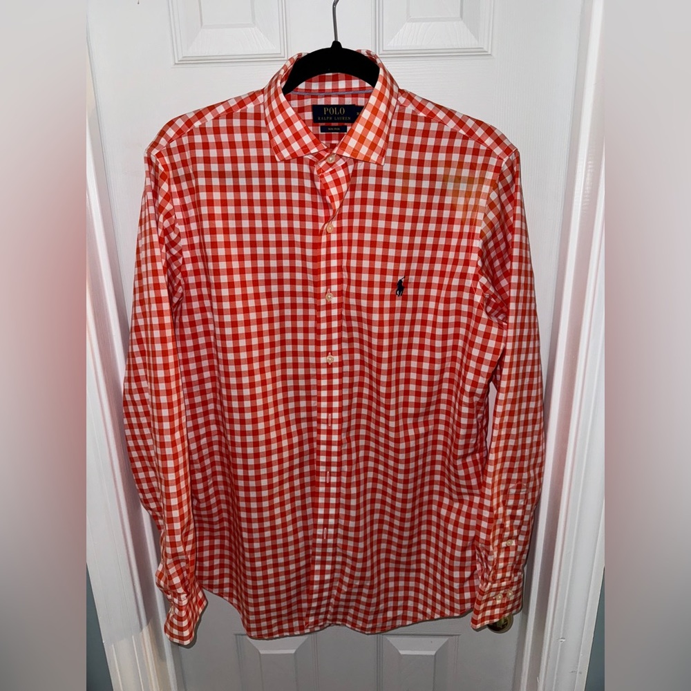 Red Checkered Polo Ralph Lauren Button-up Shirt